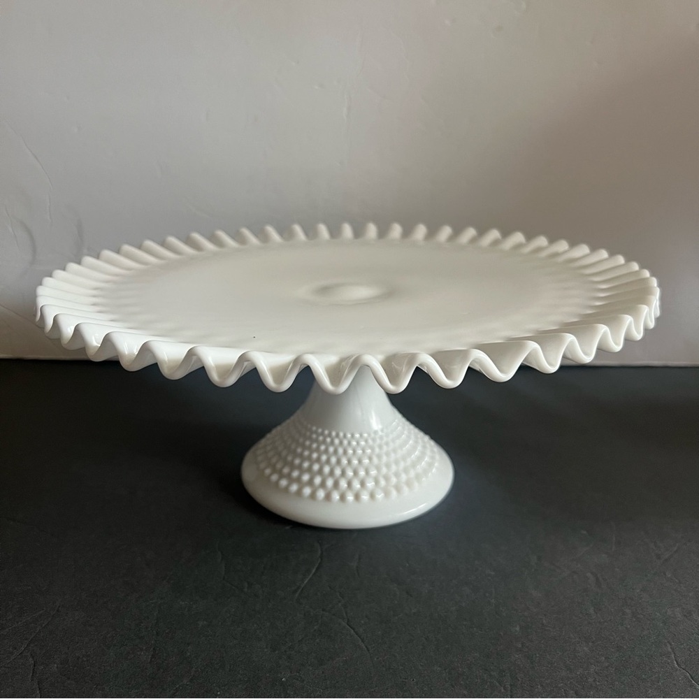 Fenton Milk Glass Cake Stand 13” White Pedestal - Picture 13 of 16